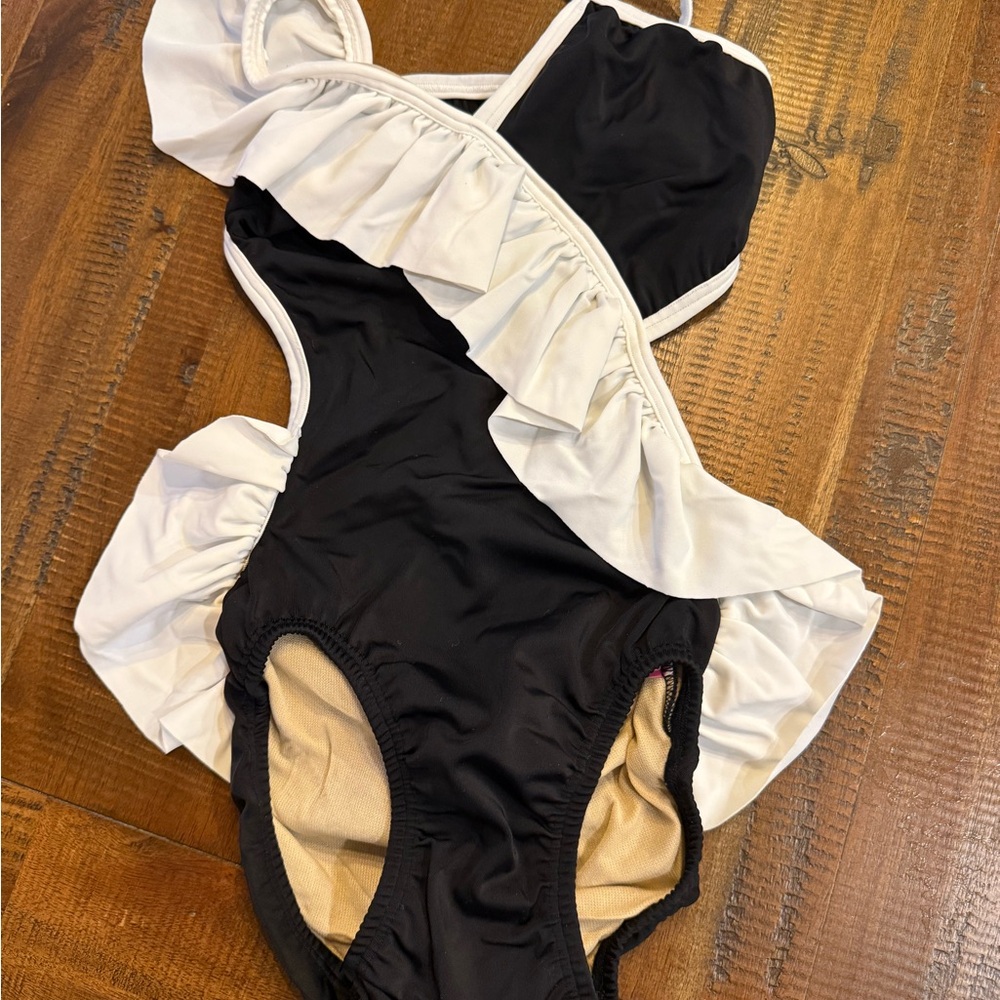 Black and White Ruffled leotard